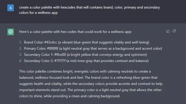 color palette for wellness app for iOS